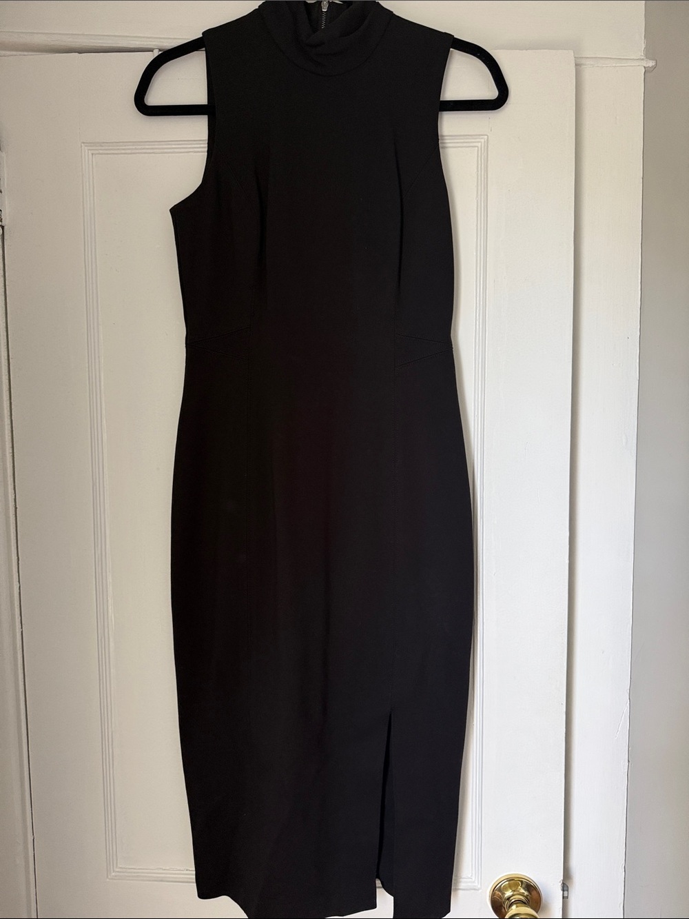 White House Black Market Black Sleeveless Midi Dress with Turtleneck